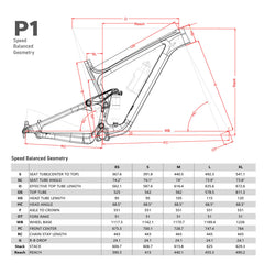 ICAN P1 Carbon MTB 148mm Boost Frame Size Geometry