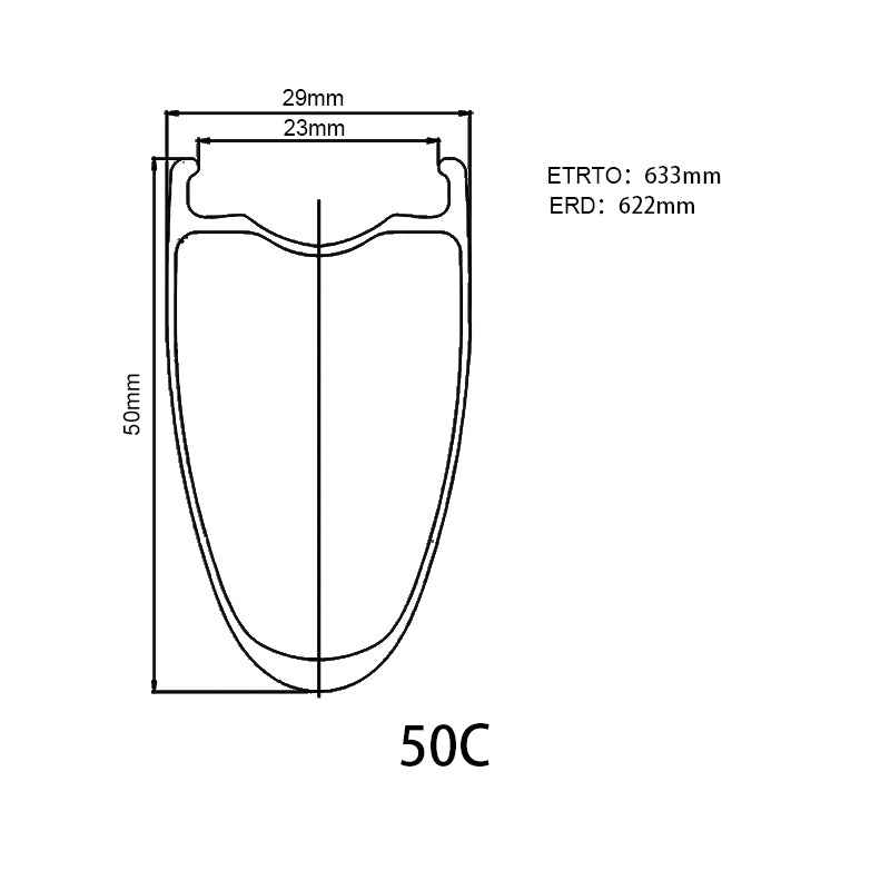 36/50mm Piezo-Carbonspeiche - 23mm Innenbreite